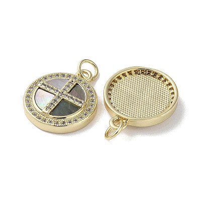 Подвески-крестики из латуни с микропаве и прозрачным кубическим цирконием KK-G485-32G-02-1