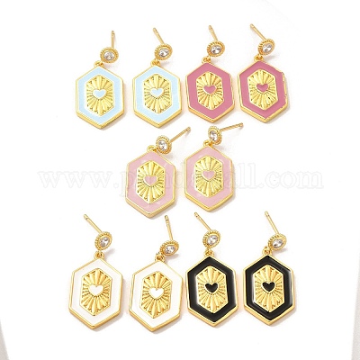 Латунные микро проложить серьги стержня кубического циркония EJEW-H091-07G-1