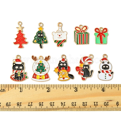 20 шт. 10 стиля эмалевые подвески в виде рождественского котенка ENAM-FS0002-14-1
