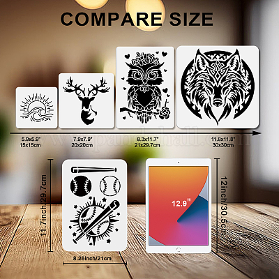 1 шт. художественные кисти с 1 шт. трафаретами для рисования с выемками для животных DIY-MA0006-56-1