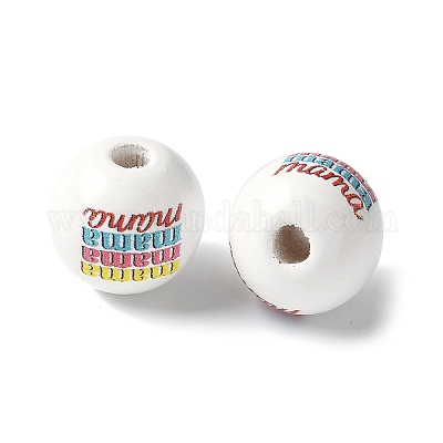 Тема дня матери печатные деревянные европейские бусины WOOD-F016-07-1