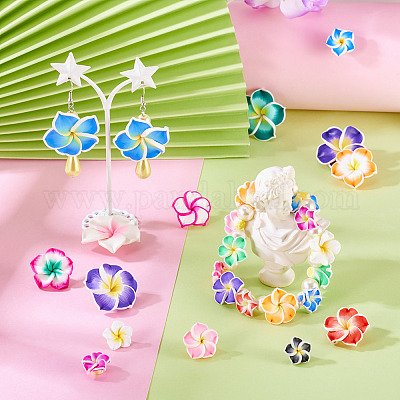 50шт 5 стиля ручной работы из полимерной глины 3d цветок плюмерия бусины CLAY-TA0001-68-1