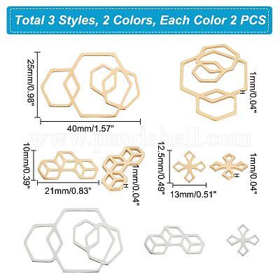 12 шт. 6 филигранных соединительных звена из нержавеющей стали 201&nbsp;STAS-UN0040-86-1