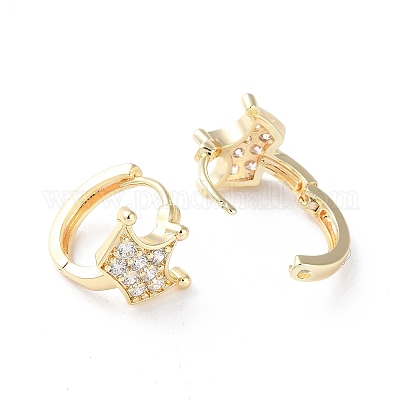 Латунные микро проложить серьги обруча кубического циркония EJEW-P259-04G-1