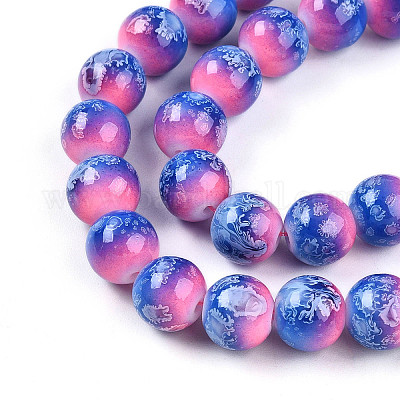 Выпечка окрашенные стеклянные бусины пряди DGLA-N008-10mm-02-1