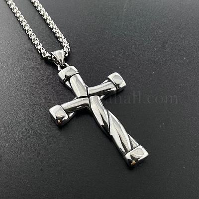Стильные панк-ожерелья с крестом из нержавеющей стали 304 для модных мужчин CC6741-1
