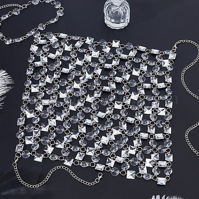 Железные и прозрачные акриловые цепи для груди бикини для сексуальных женщин&nbsp;AJEW-WH0348-730-1