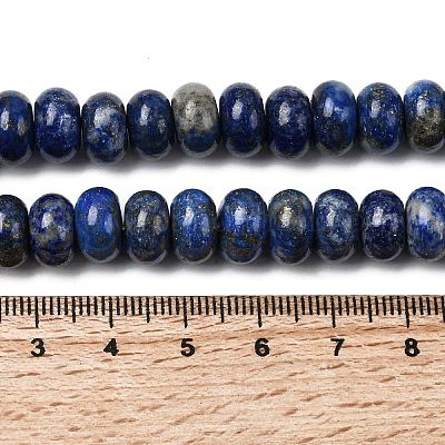 天然石ラピスラズリビーズ連売り ロンデル 10.5x6.5mm 穴：0.8mm 約59