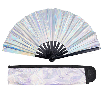 Лазерный веер из ПВХ-пластика и ткани Оксфорд с сумками для вентиляторов AJEW-WH20022-90-1