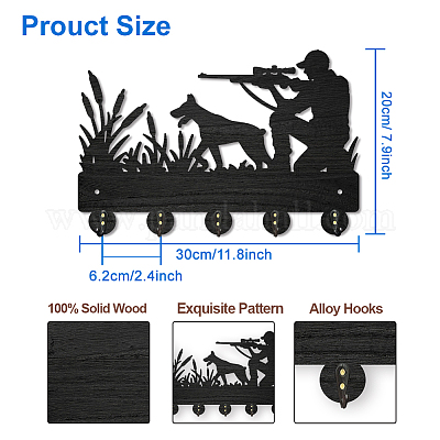Настенные вешалки из дерева и железа HJEW-WH0055-093-1