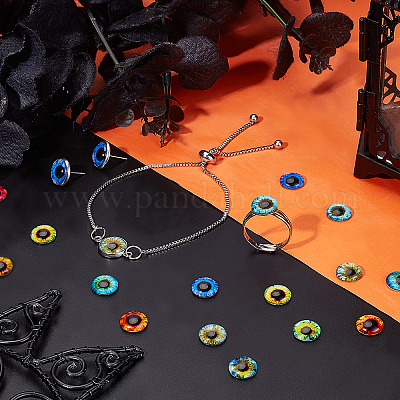 Светящиеся глаза печатные стеклянные кабошоны GGLA-PH0001-22A-1