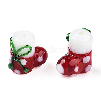 Рождественские бусины ручной работы в стиле лэмпворк LAMP-TAC0004-06-1