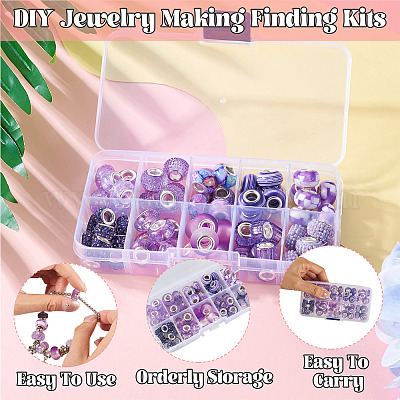 62 шт. 10 стиля европейских бусин со стразами из смолы и полимерной глины RESI-TA0004-07-1