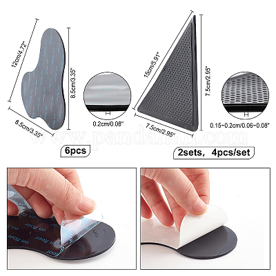 4pcs/set Triangle Anti-slip Rubber Pu Mat Pad For Home Carpet