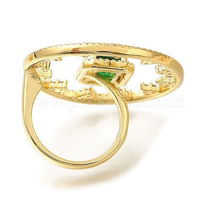 Кольца-манжеты из латуни с микропаве из кубического циркония и стекла для женщин RJEW-M022-15G-1