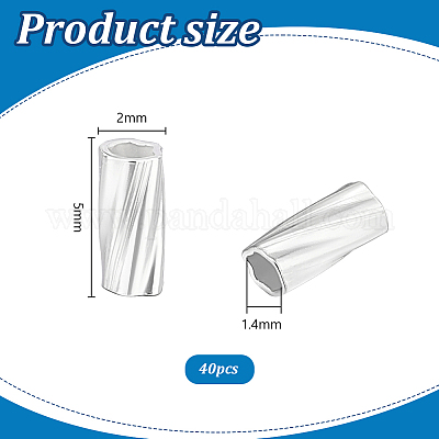 40 шт. бусины-трубочки из стерлингового серебра STER-PH0002-63-1
