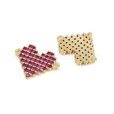 Подвески-сердечки с микропаве из латуни и кубическим цирконием KK-C114-26B-G-1