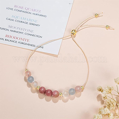 Регулируемые браслеты-слайдеры из натурального розового кварца FS-WG14B1D-01-1