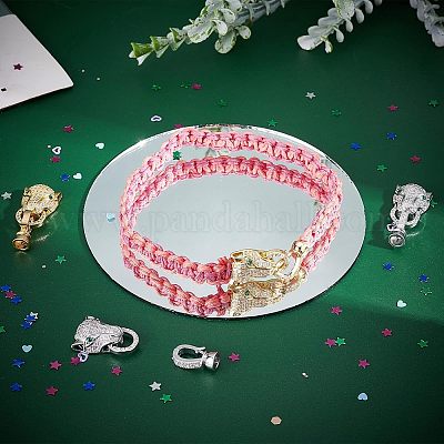 4 комплект 2-х цветных латунных застежек с микропаве из кубического циркония ZIRC-CA0001-11-1