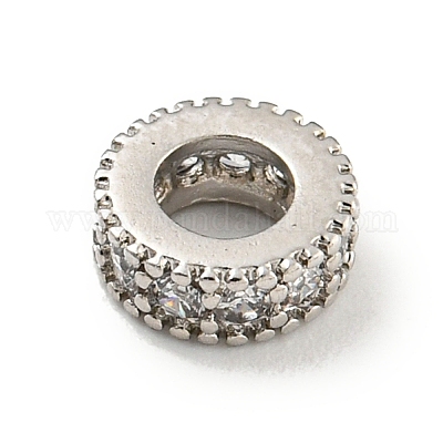 Бусины-проставки из латуни с кубическим цирконием KKB-L215-014P-1