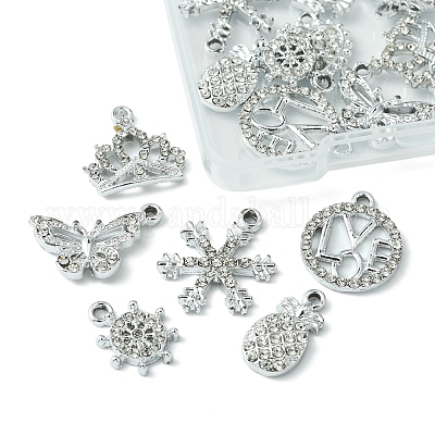 20шт 10 стильные подвески из сплава с кристаллами и стразами ALRI-FS0001-01-1