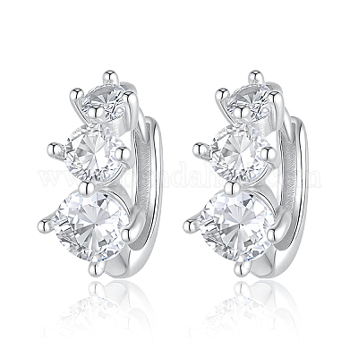 Элегантные серебряные серьги-кольца с цирконием FR8942-2-1