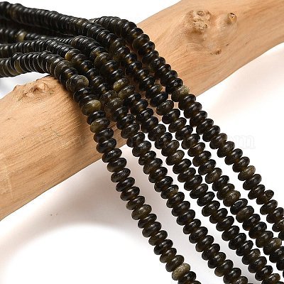 Естественный золотистый отлив обсидиан бисер пряди G-L635-A11-4x2mm-01-1