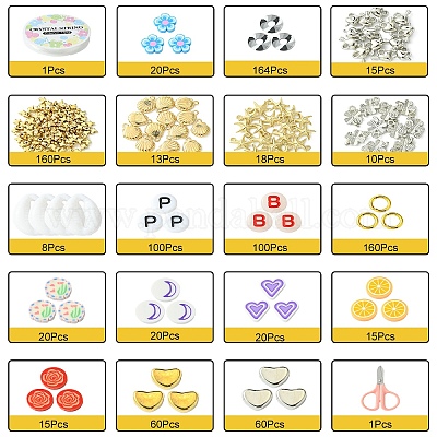 Наборы для изготовления браслетов из полимерной глины и акриловых бусин своими руками DIY-YW0009-58-1