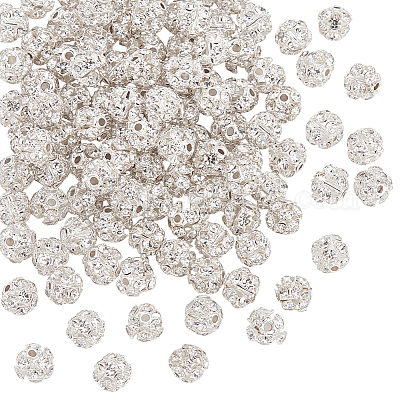 100шт латунные бусины со стразами KK-UN0005-13S-1