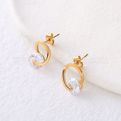 Овальные серьги-гвоздики из нержавеющей стали ES3384-1