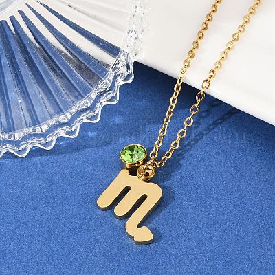 Ожерелья с подвеской в виде созвездия из нержавеющей стали 304 с дрелью из стекла и камнями рождения STAS-D305-08G-H-1