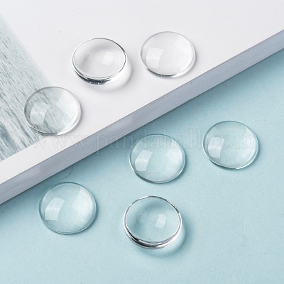 Прозрачные стеклянные кабошоны X-GGLA-R026-18mm-1