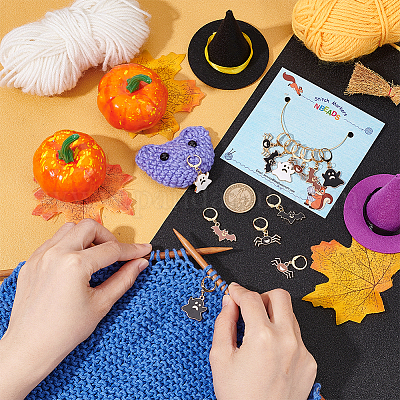 Хэллоуин тема сплава эмаль призрак/паук/летучая мышь фиксирующие маркеры петель HJEW-PH01788-1