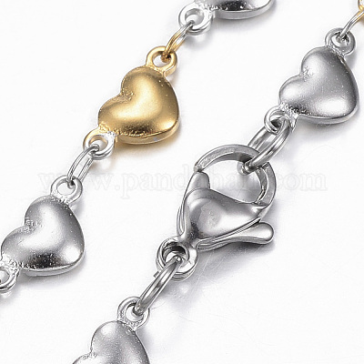 Двухцветная цепочка из нержавеющей стали 304 в форме сердца комплекты ювелирных изделий X-SJEW-H103-12GP-1