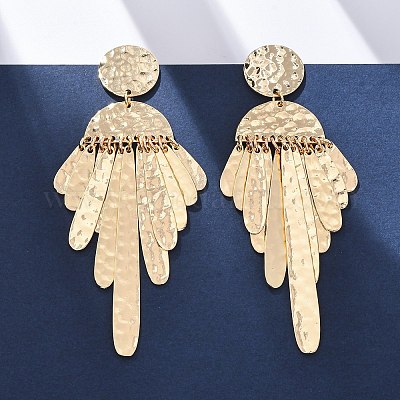 Плоские круглые серьги-люстры из цинкового сплава EJEW-Z107-03G-02-1