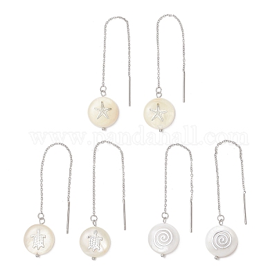 3 пара натуральных ниток для ушей из пресноводных ракушек EJEW-JE06501-1