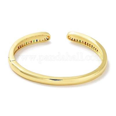 Браслеты-манжеты с прозрачным кубическим цирконием из латуни с микропаве BJEW-Z061-23C-1