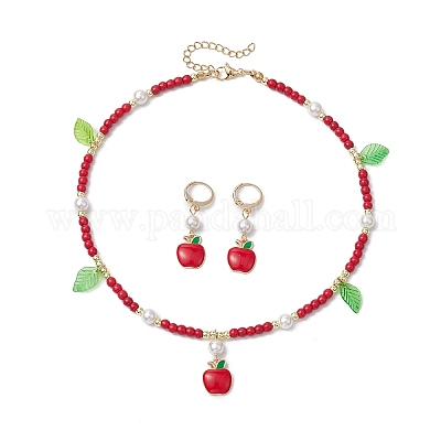 Комплект из ожерелий и серег из синтетической бирюзы для женщин SJEW-JS01316-1