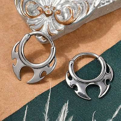 Серьги-кольца в форме огня из хирургической нержавеющей стали 316 X-EJEW-G416-35P-1