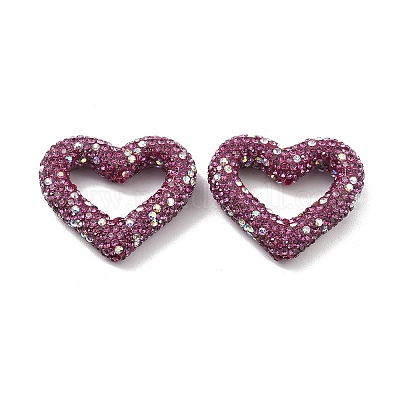 Бусины из полимерной глины в форме сердца со стразами CLAY-NH0001-09B-09-1