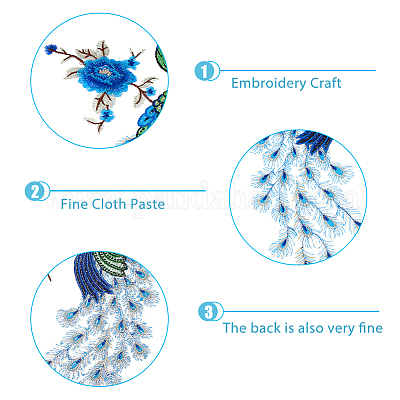 2 шт. 2-цветная полиэстеровая ткань с цветочным и павлиньим узором PATC-NB0001-16A-1