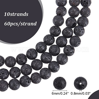 Синтетические бусины из лавы G-S277-6mm-01-1