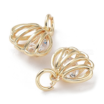 Подвески из латуни с покрытием из прозрачного кубического циркония KK-B078-06G14-1