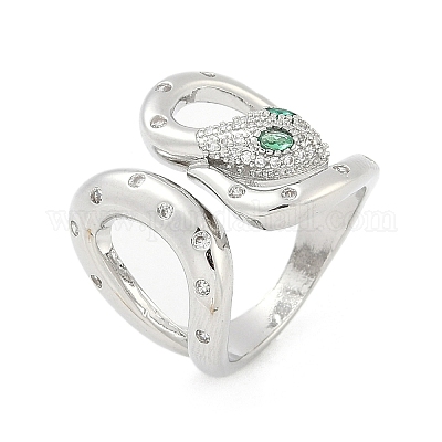 Кольца-манжеты из латуни с микропаве из прозрачного кубического циркония для женщин и мужчин RJEW-Z080-03P-1