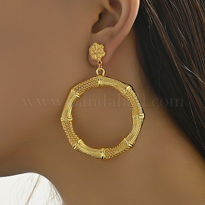 Серьги-гвоздики из сплава с круглыми полыми кольцами NI4876-1