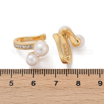 Круглые латунные серьги-каффы с микропаве из прозрачных кубических цирконий EJEW-Z111-04G-03-1