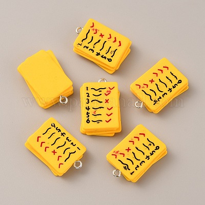 Подвески из непрозрачной смолы из тест-бумаги RESI-WH0028-15-1