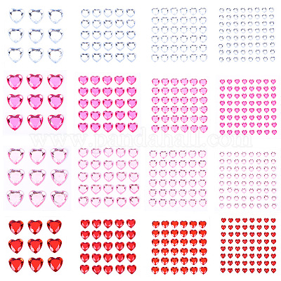 16 шт. 16 стиля наклейки из акриловых страз в виде лица и сердца&nbsp;AJEW-SP0001-94-1