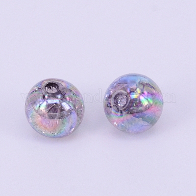 Гальванические кракле акриловые бусины&nbsp;LS-CCG-WH0001-8mm-04-1