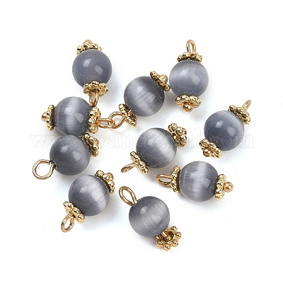 Круглые подвески кошачий глаз KK-B157-35G-1